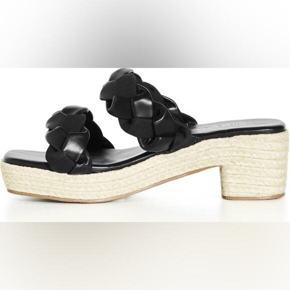 City Chic NWT Roxy Platform Sandals Black Braided Size 11W  11 Wide - Picture 3 of 11